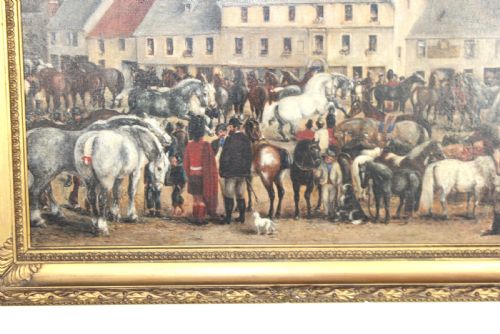 19TH CENTURY SCOTTISH EQUESTRIAN OIL PAINTING OF A HORSE FAIR - ADDITIONAL PHOTO 6