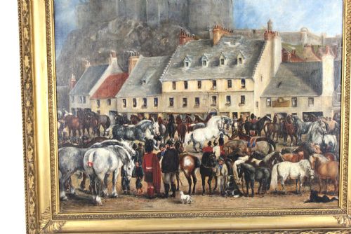 19TH CENTURY SCOTTISH EQUESTRIAN OIL PAINTING OF A HORSE FAIR - ADDITIONAL PHOTO 9