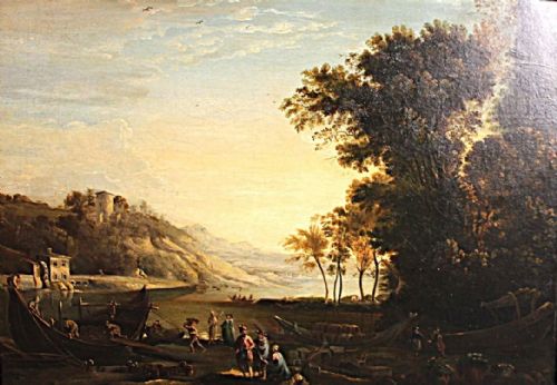 PASTORAL LANDSCAPE IN THE MANNER OF CLAUDE LORRAIN 18TH CENTURY - ADDITIONAL PHOTO 21