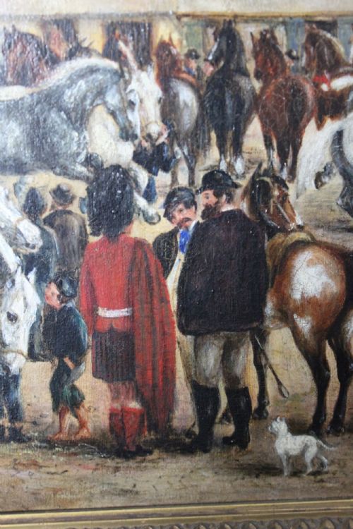 19TH CENTURY SCOTTISH EQUESTRIAN OIL PAINTING OF A HORSE FAIR - ADDITIONAL PHOTO 10