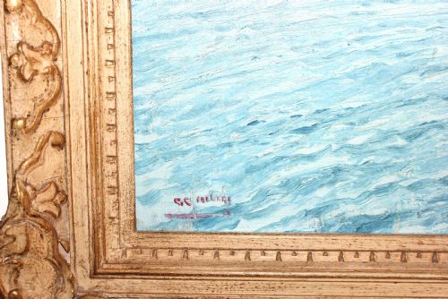 SAILBOATS OFF THE CAPRI COAST BY OIL PAINTING GIUSEPPE CAVALLERI - ADDITIONAL PHOTO 15