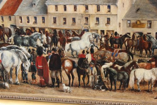 19TH CENTURY SCOTTISH EQUESTRIAN OIL PAINTING OF A HORSE FAIR - ADDITIONAL PHOTO 2