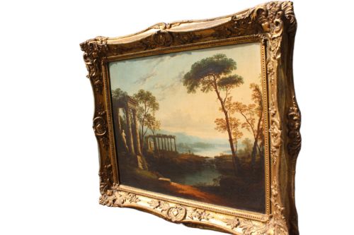 18TH CENTURY ITALIANATE CLASSICAL LANDSCAPE OIL PAINTING IN THE MANNER OF CLAUDE LORRAIN - ADDITIONAL PHOTO 10