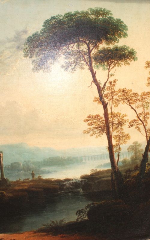 18TH CENTURY ITALIANATE CLASSICAL LANDSCAPE OIL PAINTING IN THE MANNER OF CLAUDE LORRAIN - ADDITIONAL PHOTO 15