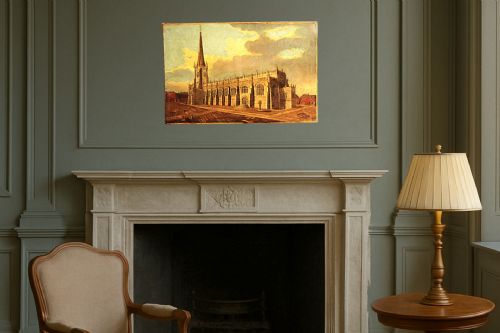 ATTRIBUTED TO JOHN CAWTHORN OIL PAINTING OF WAKEFIELD CATHEDRAL YORKSHIRE - ADDITIONAL PHOTO 1