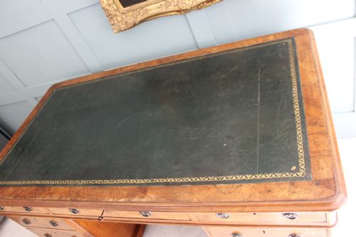 VICTORIAN BURR WALNUT PEDESTAL DESK - ADDITIONAL PHOTO 2