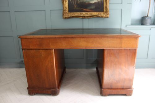 VICTORIAN BURR WALNUT PEDESTAL DESK - ADDITIONAL PHOTO 10