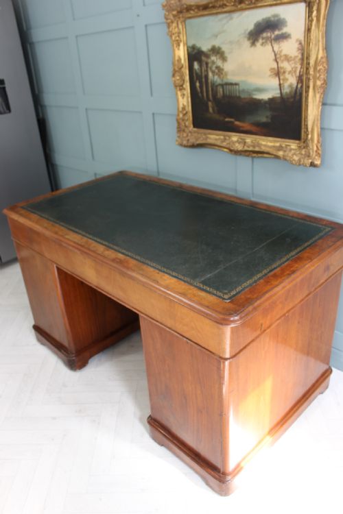 VICTORIAN BURR WALNUT PEDESTAL DESK - ADDITIONAL PHOTO 13