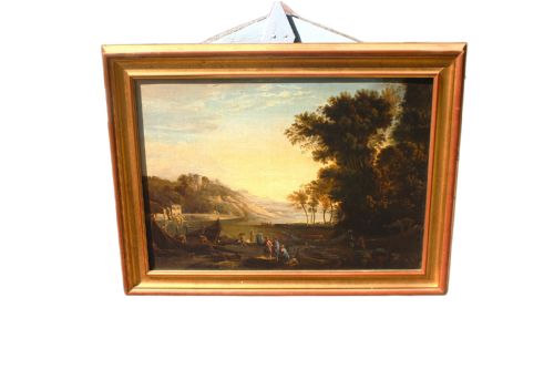 PASTORAL LANDSCAPE IN THE MANNER OF CLAUDE LORRAIN 18TH CENTURY - ADDITIONAL PHOTO 23