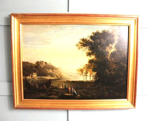 PASTORAL LANDSCAPE IN THE MANNER OF CLAUDE LORRAIN 18TH CENTURY - ADDITIONAL PHOTO 24