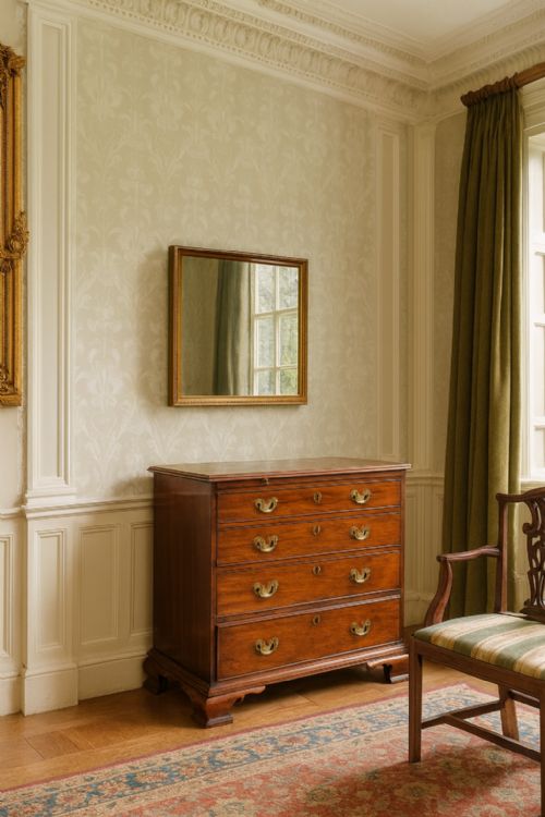 FINE GEORGE II MAHOGANY CHEST OF DRAWERS CIRCA 1730 ORIGINAL OGEE FEET BRUSHING SLIDE - ADDITIONAL PHOTO 13