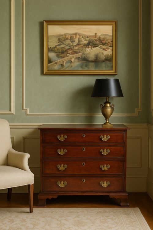 FINE GEORGE II MAHOGANY CHEST OF DRAWERS CIRCA 1730 ORIGINAL OGEE FEET BRUSHING SLIDE