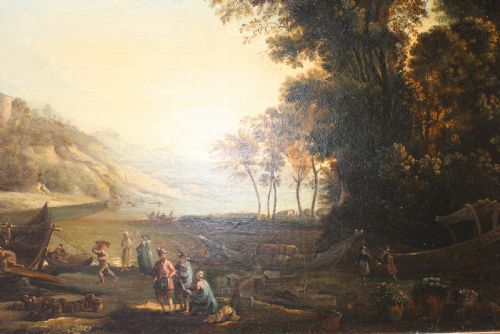 PASTORAL LANDSCAPE IN THE MANNER OF CLAUDE LORRAIN 18TH CENTURY - ADDITIONAL PHOTO 20