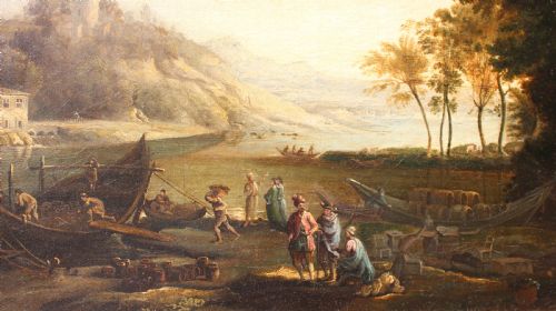 PASTORAL LANDSCAPE IN THE MANNER OF CLAUDE LORRAIN 18TH CENTURY - ADDITIONAL PHOTO 26