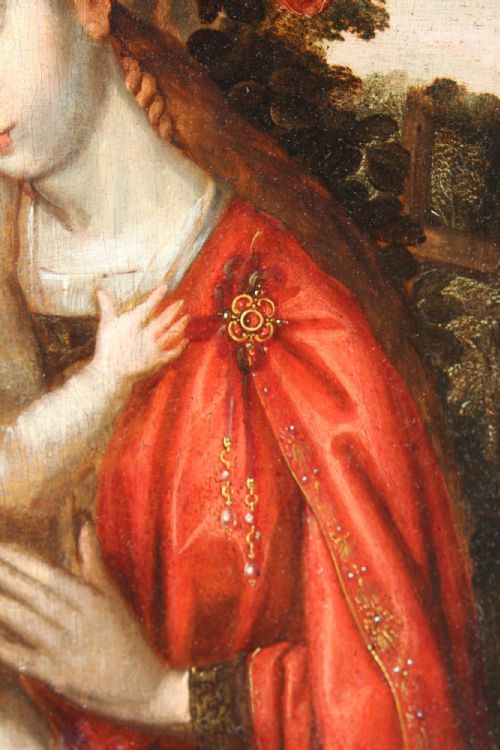 THE MADONNA AND CHILD IN A ROSE GARDEN SCHOOL AMBRIOUS BENSON PAINTING - ADDITIONAL PHOTO 1