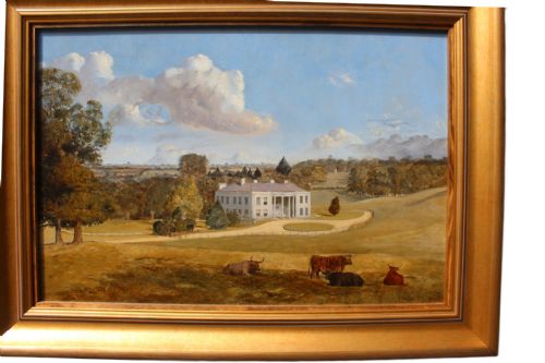 19TH CENTURY PAINTING OF WARLIES HOUSE WALTHAM ABBEY ESSEX