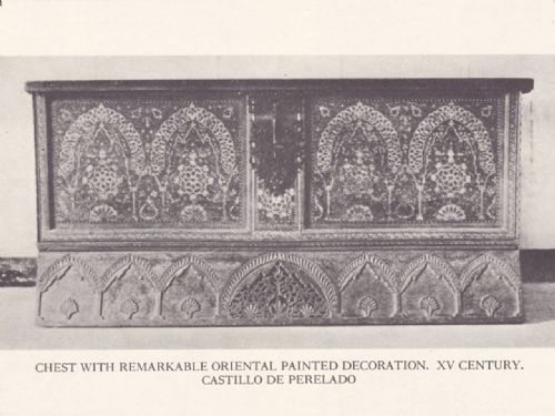 ANTIQUE SPANISH PAINTED BLANKET CHEST WITH MOORISH STYLE DECORATION CIRCA 1800 - ADDITIONAL PHOTO 5
