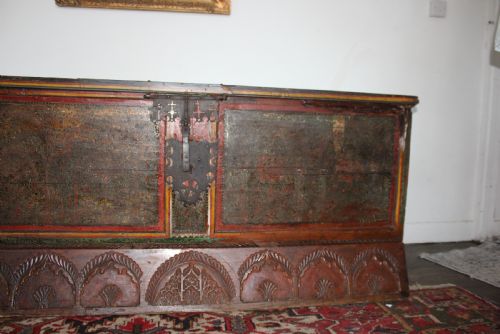 ANTIQUE SPANISH PAINTED BLANKET CHEST WITH MOORISH STYLE DECORATION CIRCA 1800 - ADDITIONAL PHOTO 6
