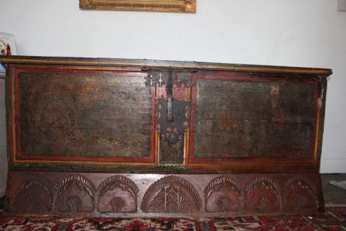 ANTIQUE SPANISH PAINTED BLANKET CHEST WITH MOORISH STYLE DECORATION CIRCA 1800 - ADDITIONAL PHOTO 7