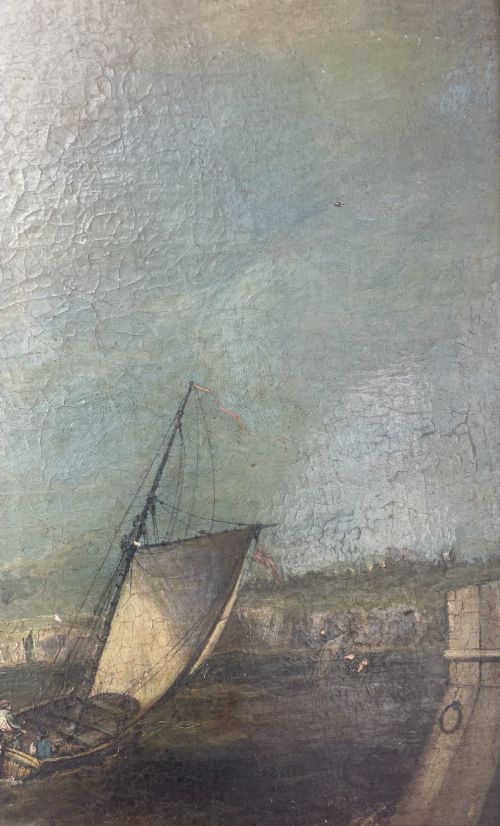 CIRCLE OF NICHOLAS CONDY PLYMOUTH BREAKWATER LIGHTHOUSE WITH ROYAL NAVY SHIPPING MID19TH CENTURY OIL PAINTING - ADDITIONAL PHOTO 9