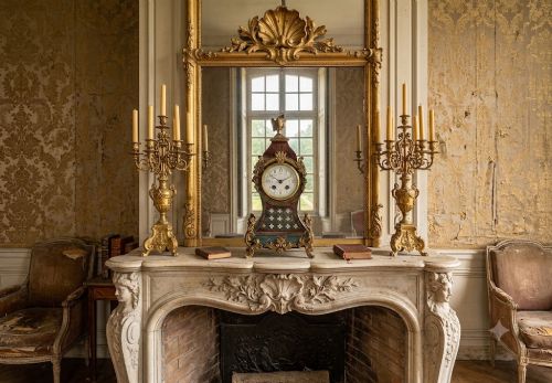 fig 1. A Victorian Brass Boulle Inlaid Tortoiseshell Mantel Clock