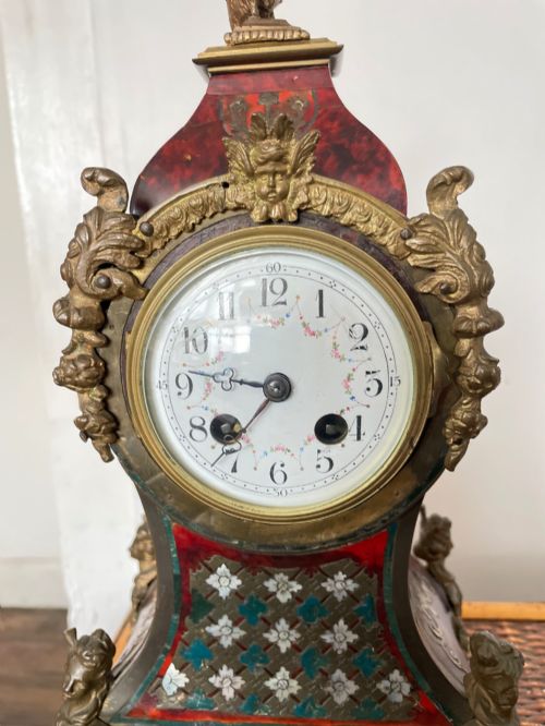 fig 3. A Victorian Brass Boulle Inlaid Tortoiseshell Mantel Clock