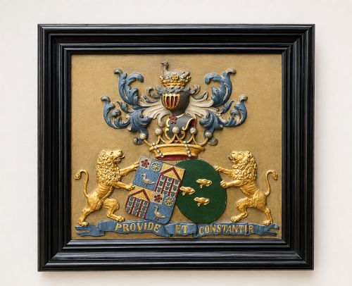 Rare 19th Century Dutch Heraldic Marriage Plaque – Van Rijckevorsel & Verheijen, 1852