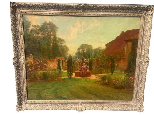 Attributed to Louis Reid Deuchars (1870–1927)  Oil Painting  of a Woman in the Garden at Limnerslease, Possibly Mary Seton Watts
