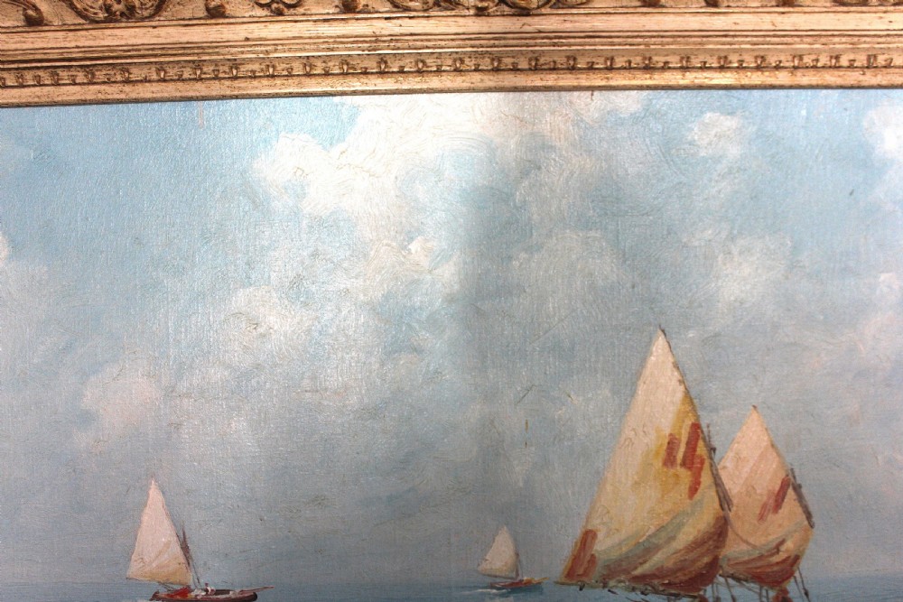 Sailboats off the Capri Coast by oil painting Giuseppe Cavalleri View VI