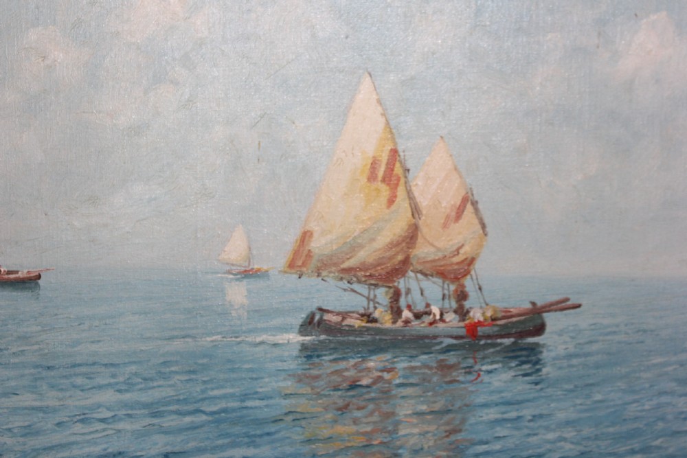 Sailboats off the Capri Coast by oil painting Giuseppe Cavalleri View X