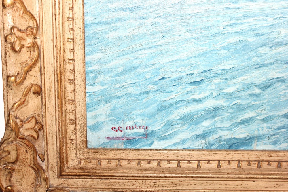 Sailboats off the Capri Coast by oil painting Giuseppe Cavalleri View XVI