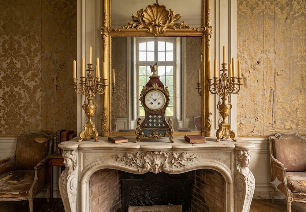 A Victorian Brass Boulle Inlaid Tortoiseshell Mantel Clock View II