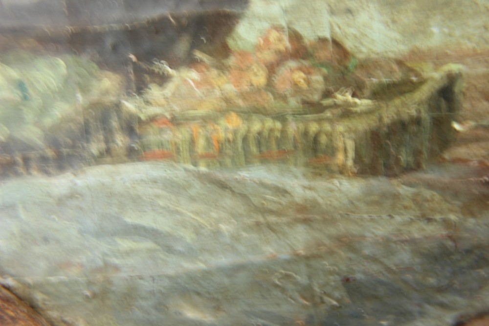 An early nineteenth-century octagonal oil painting depicting a harbour scene in Rio de Janeiro, housed in a moulded gilt and ebonised wooden frame. View IX