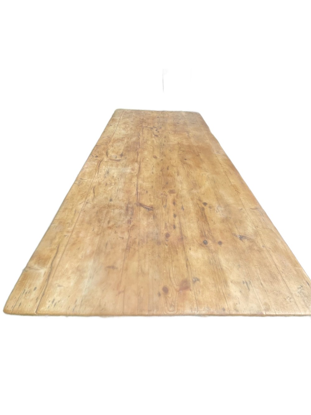 A 19th century rectangular Irish pine farmhouse table featuring square legs, lower H-stretchers, and a warm timber finish. View VIII