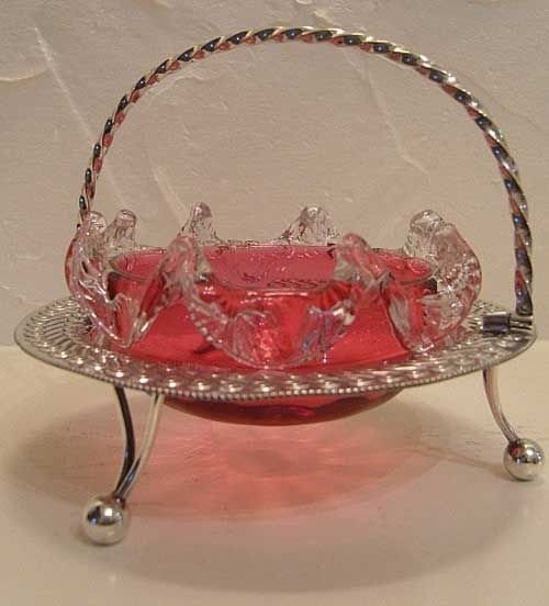 430 Victorian Cranberry Glass Frilled Dish