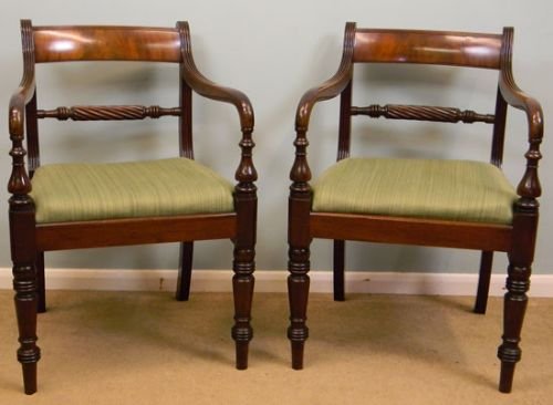 Antique 19th Century Pair of Mahogany Carver / Desk Chairs