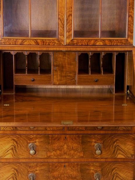 fig 2. Antique figured walnut bureau bookcase