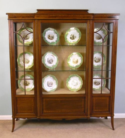 Antique Edwardian Inlaid Mahogany Display Cabinet
