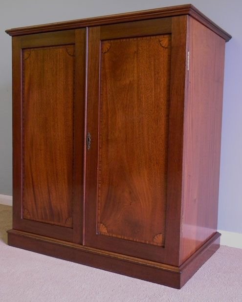 fig 1. Antique Mahogany Cupboard Bookcase / Side Cabinet