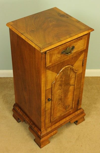 fig 1. Pair of Antique 20th century figured walnut side cabinets,