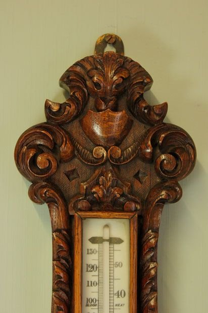 fig 1. Antique Victorian oak aneroid barometer