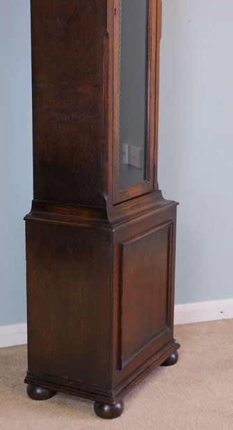fig 2. Antique Longcase Clock, Oak Chiming Grandfather Clock.