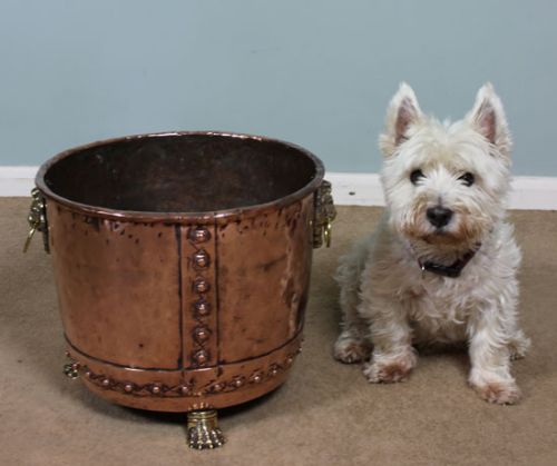 Antique 19th Century Copper Coal Log Bin/ Copper Planter.