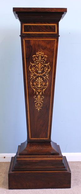 Antique Edwardian Inlaid Rosewood Pedestal / Jardinière Plant Stand