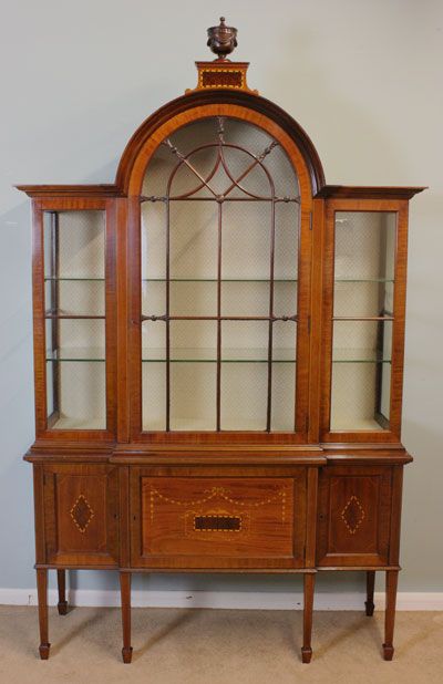 Edwardian Inlaid Mahogany China Display Cabinet