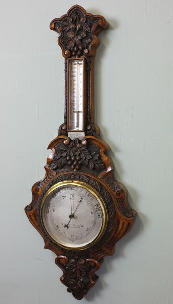 Antique Oak Aneroid Barometer,