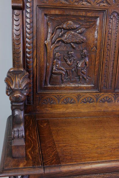 fig 2. Antique Victorian Oak Settle, Bench