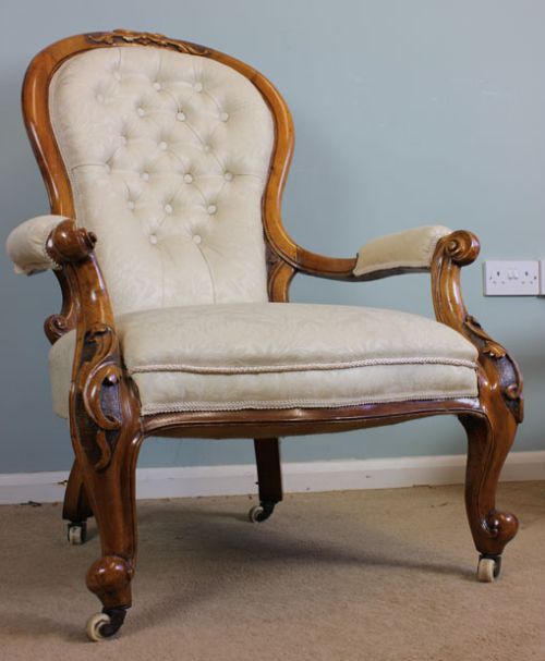 Antique Victorian Walnut Armchair