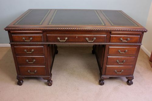 Antique Mahogany Pedestal Knee Hole Writing Desk