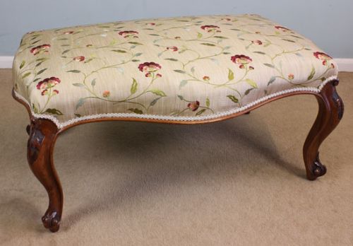 Antique Victorian Large Walnut Framed Stool